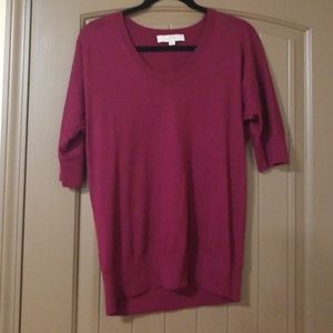 Loft burgundy 3/4 sleeve sweater